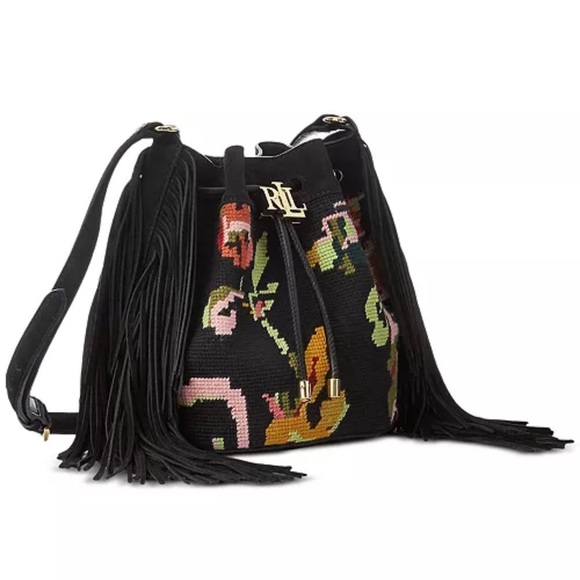 Lauren Ralph Lauren Handbags - LAUREN RALPH LAUREN Needlepoint Medium Andie Drawstring Crossbody Bag AUTHENTIC